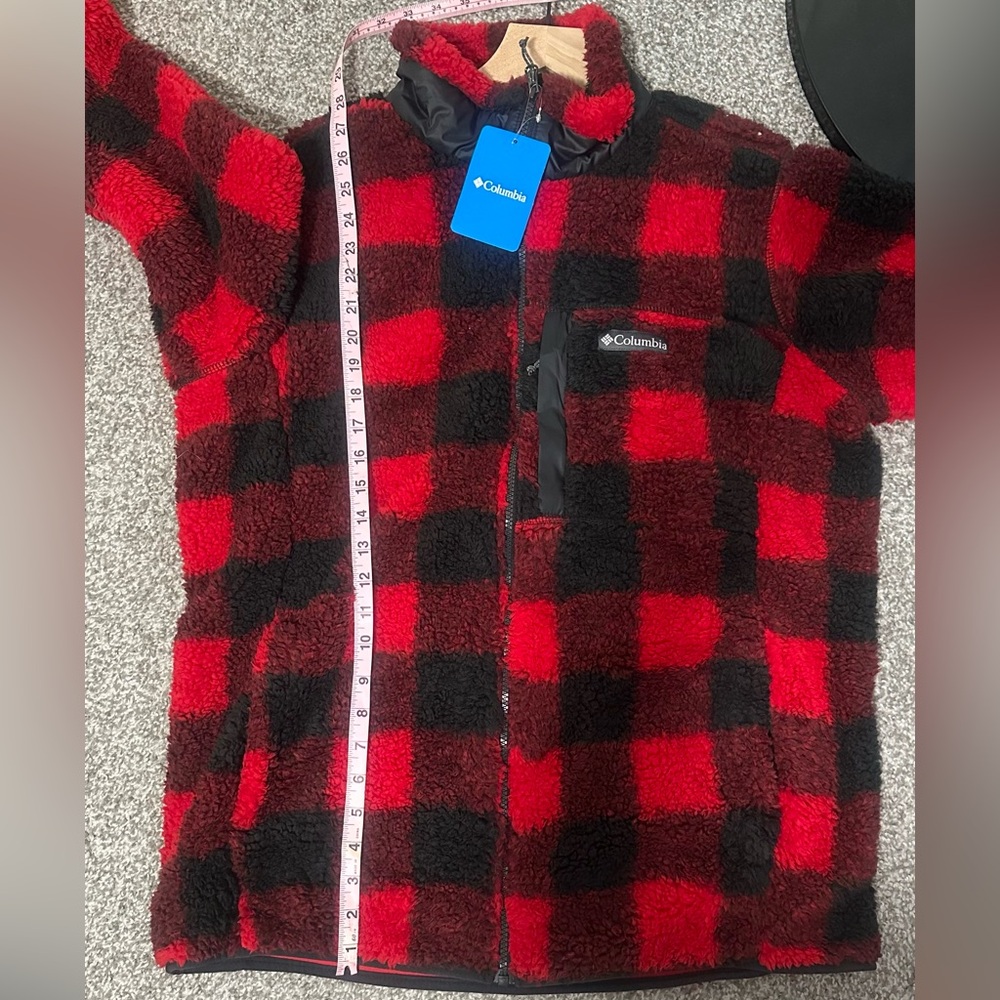 NWT Columbia Sportswear Men’s Red and Black “Winter Pass” Fleece - Size Large - Picture 5 of 12